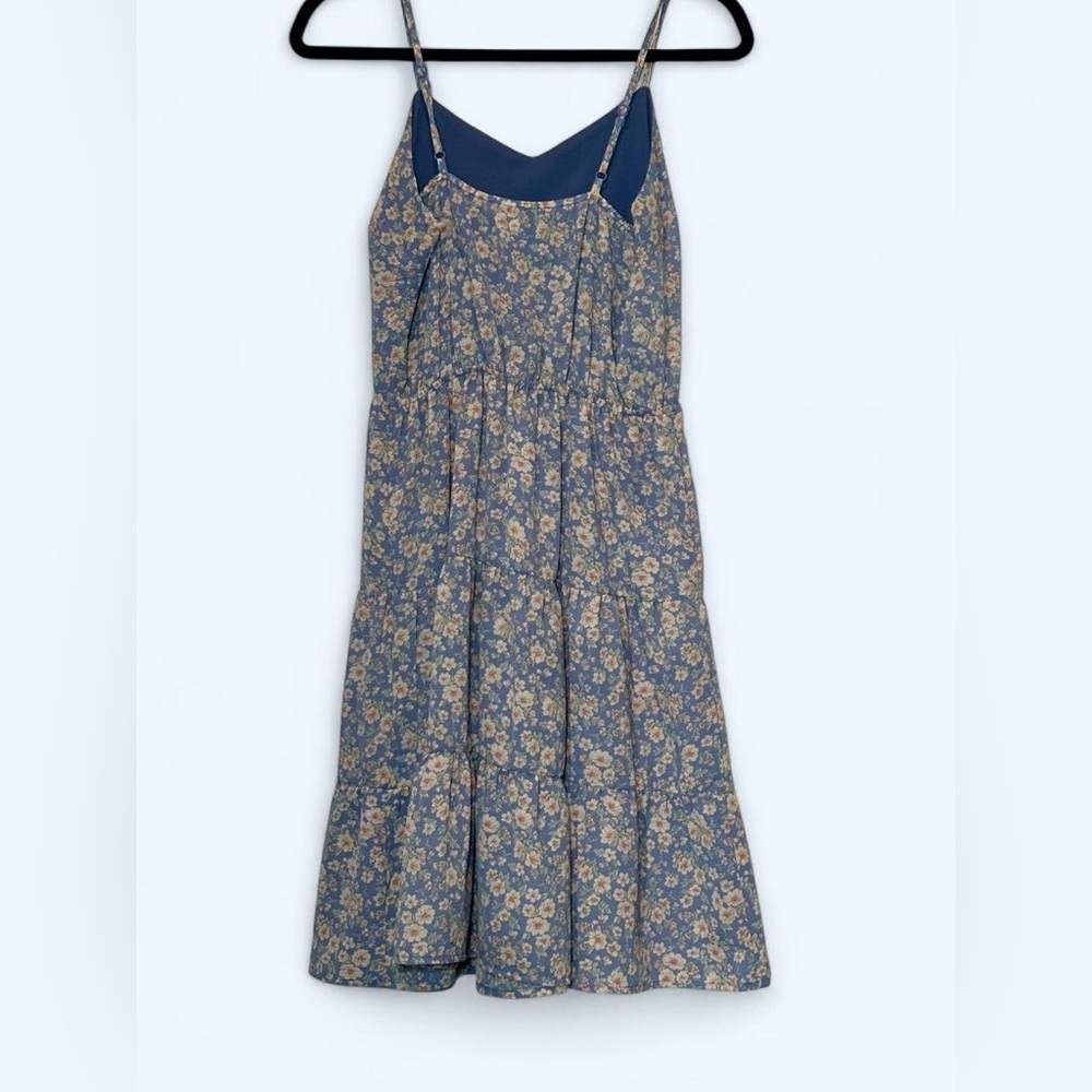 Blue Floral A-Line tiered sundress Cottagecore Feminine Small - Picture 2 of 5